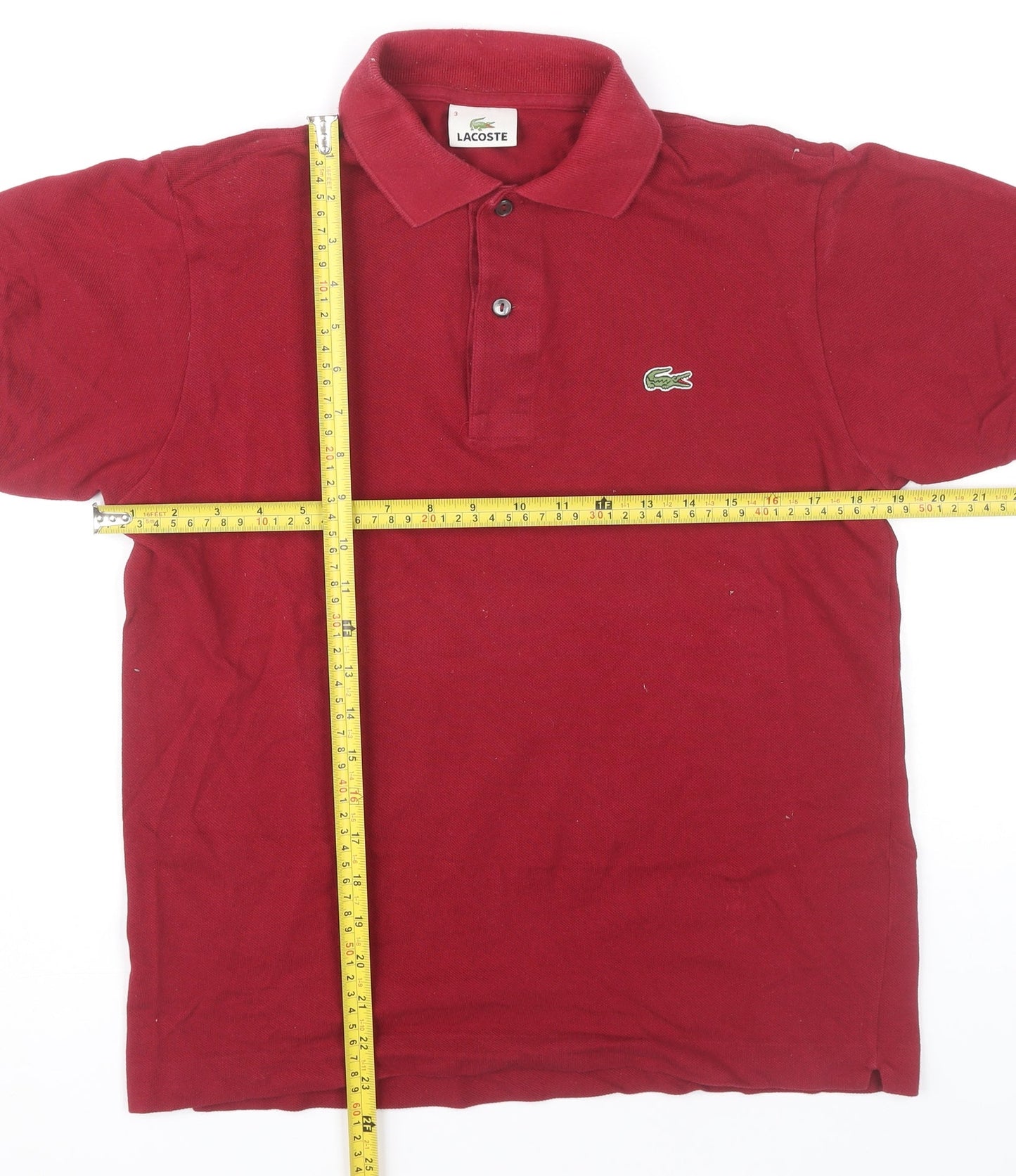 Lacoste Men's Red Cotton Polo Shirt Size M Short Sleeve Logo