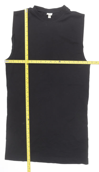 H&M Womens Black XS Tank Dress Sleeveless Mock Neck Cotton