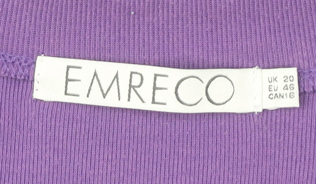 Womens UK Size 20 Emreco Purple Basic T-Shirt