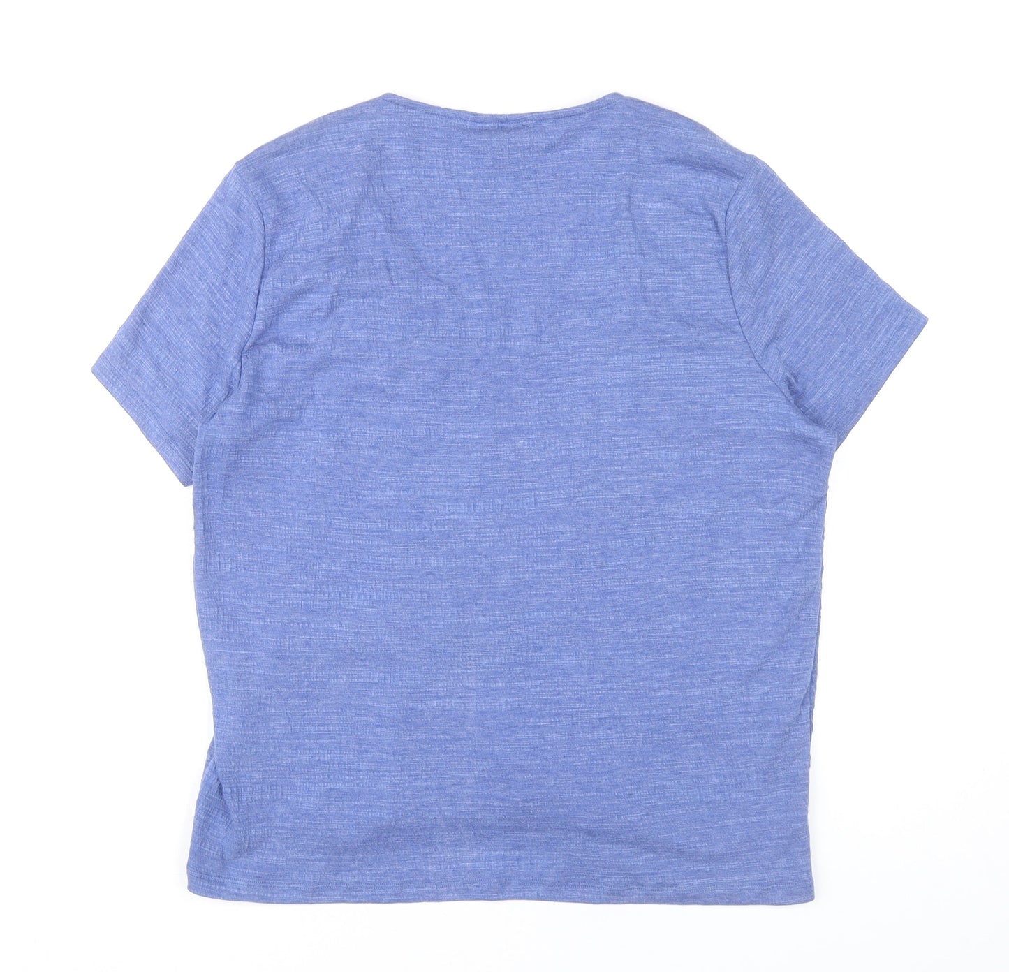 M&Co Women’s Blue Short Sleeve V-Neck Knot Front Tunic Top UK 14