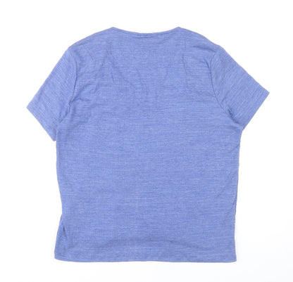 M&Co Women’s Blue Short Sleeve V-Neck Knot Front Tunic Top UK 14