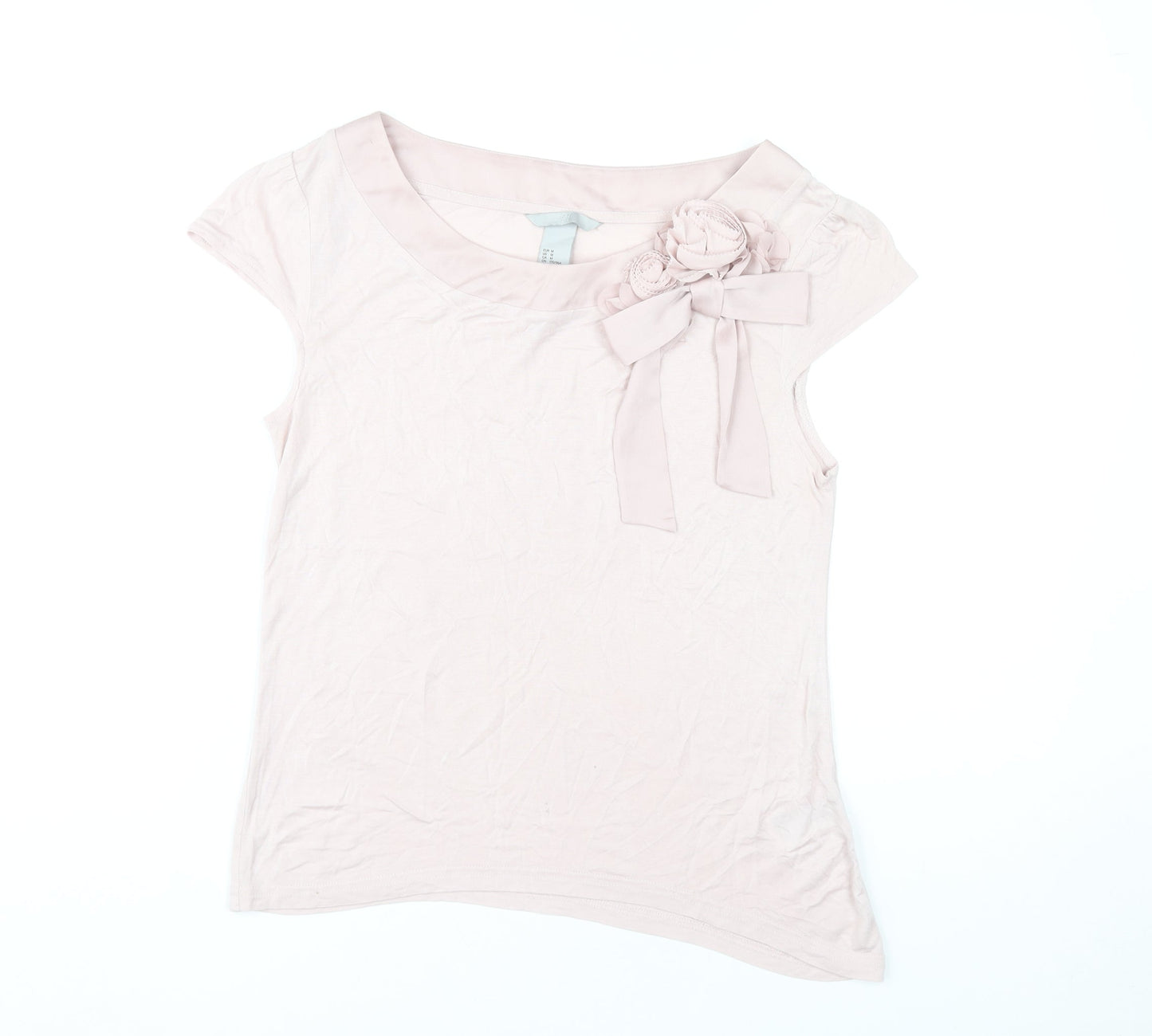 Womens UK Size 12 H&M Pink Basic T-Shirt