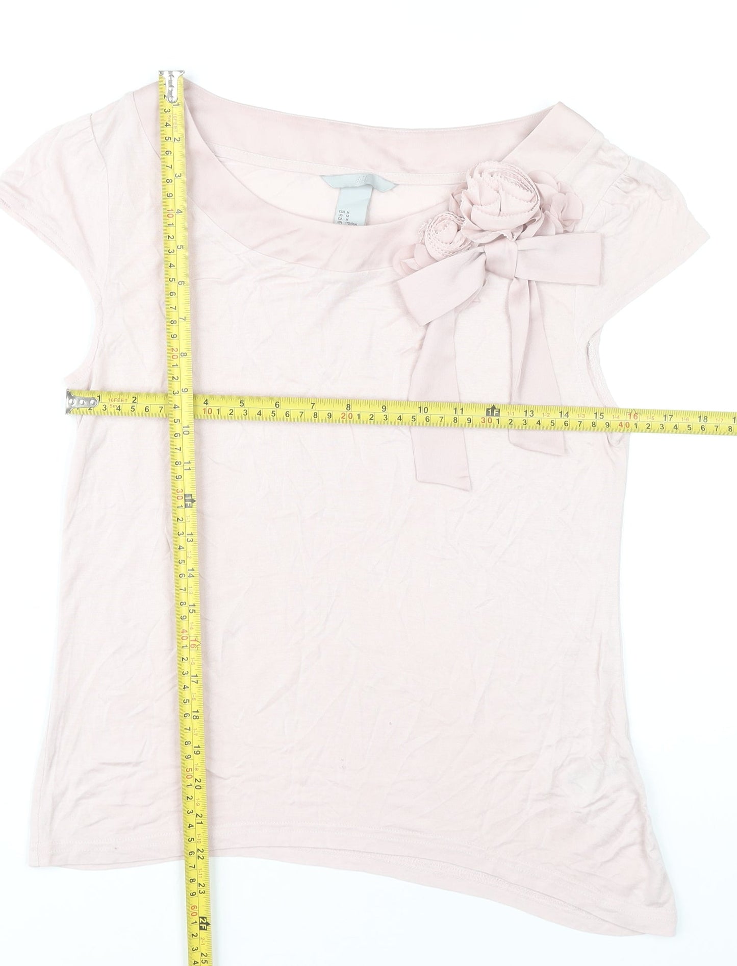 Womens UK Size 12 H&M Pink Basic T-Shirt