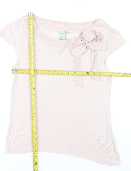 Womens UK Size 12 H&M Pink Basic T-Shirt
