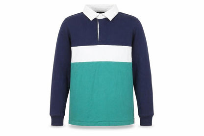 Old Navy Boys XL 14-16 Blue Green Colourblock Long Sleeve Polo Shirt