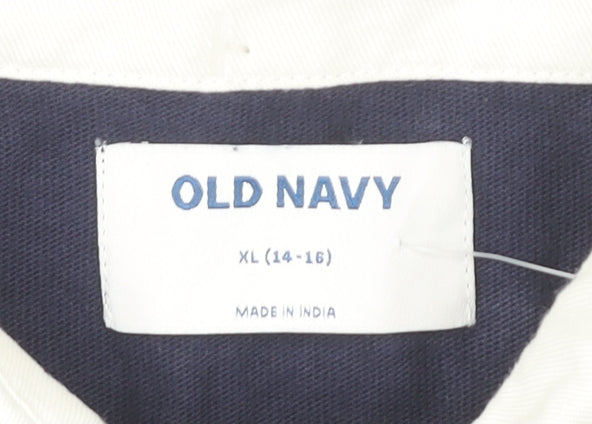 Old Navy Boys XL 14-16 Blue Green Colourblock Long Sleeve Polo Shirt