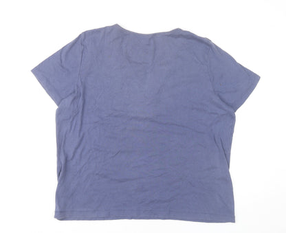 Bm Women’s Blue Cotton Sequin Scoop Neck Short Sleeve T-Shirt L