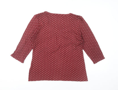 CMD Womens Red Polka Dot Scoop Neck 3/4 Sleeve T-Shirt Size L
