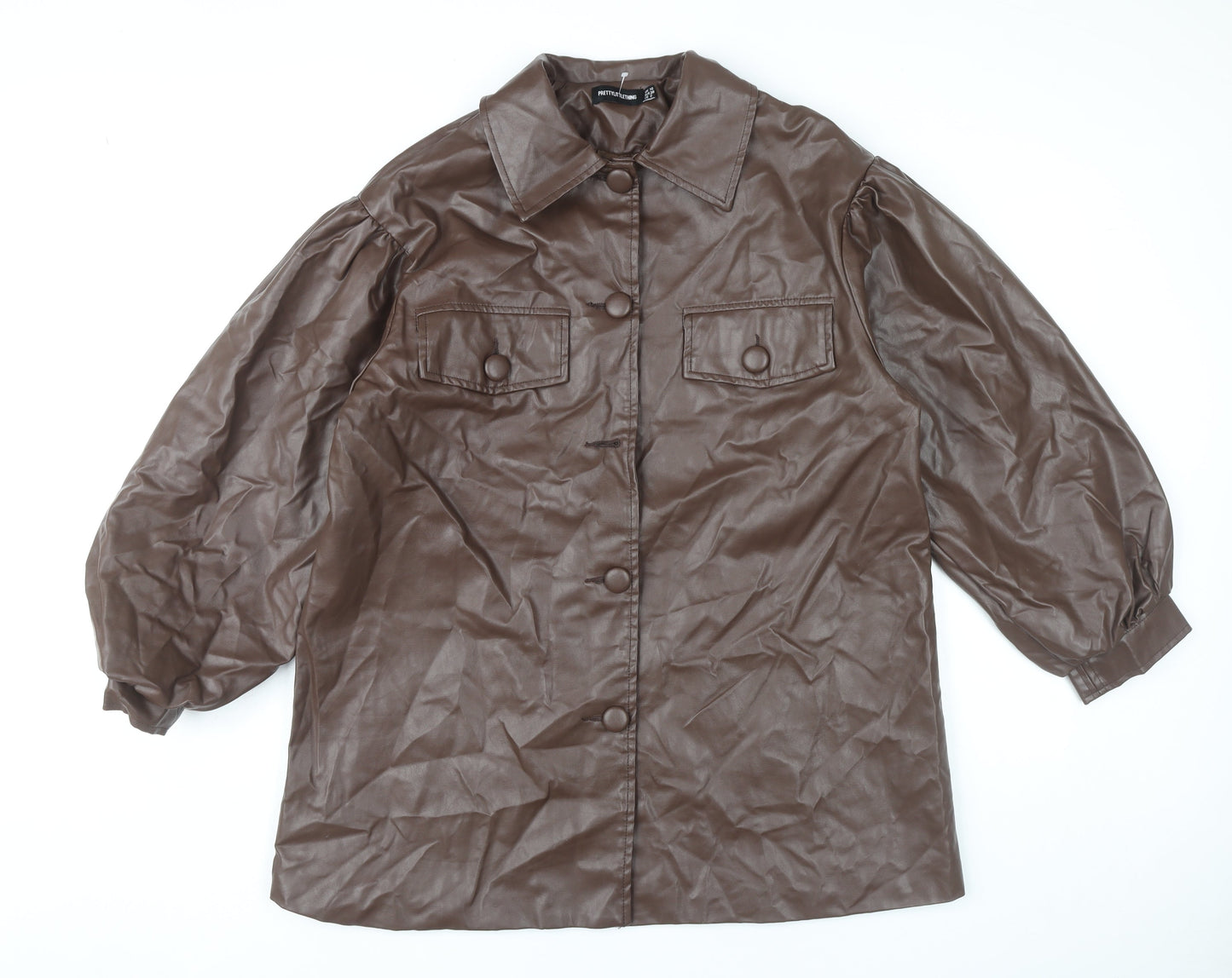 Womens UK Size 10 PRETTYLITTLETHING Brown Basic Jacket