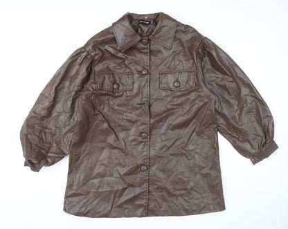 Womens UK Size 10 PRETTYLITTLETHING Brown Basic Jacket