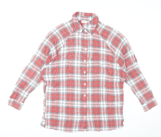 ASOS Women Red Plaid Button-Up Shirt UK 6 Long Sleeve Casual Viscose