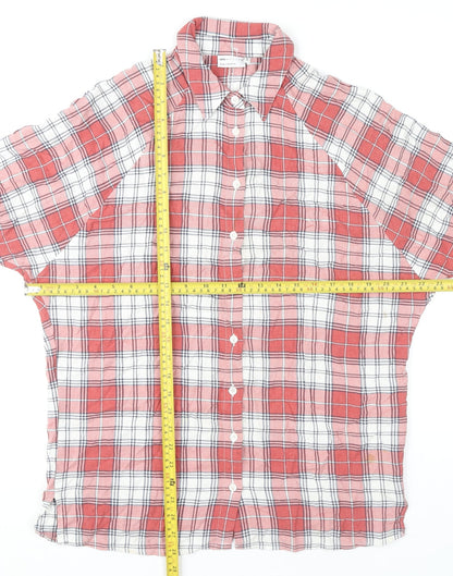 ASOS Women Red Plaid Button-Up Shirt UK 6 Long Sleeve Casual Viscose