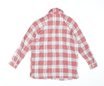 ASOS Women Red Plaid Button-Up Shirt UK 6 Long Sleeve Casual Viscose