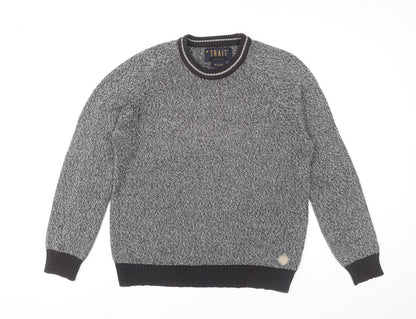 Trait Men’s Grey Knit Pullover Jumper Medium Wool Blend