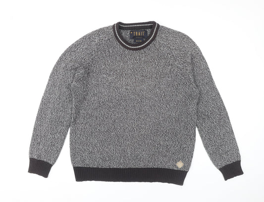 Trait Men’s Grey Knit Pullover Jumper Medium Wool Blend