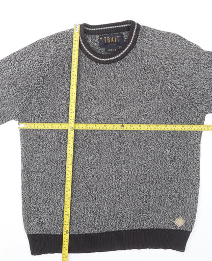 Trait Men’s Grey Knit Pullover Jumper Medium Wool Blend
