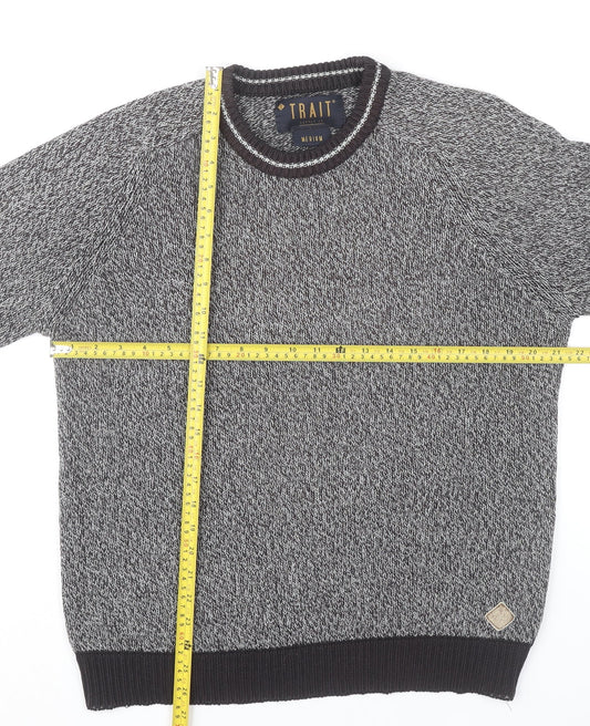 Trait Men’s Grey Knit Pullover Jumper Medium Wool Blend