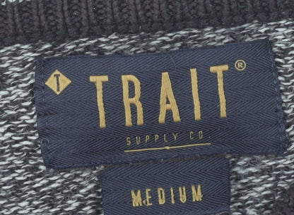 Trait Men’s Grey Knit Pullover Jumper Medium Wool Blend