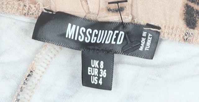 Missguided Womens Beige Tie-Dye Flared Trousers UK 8 Festival Boho