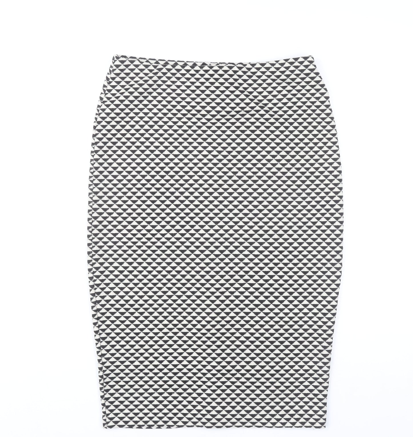 H&M Womens Black Geometric Pencil Skirt Size S Knee Length Stretch