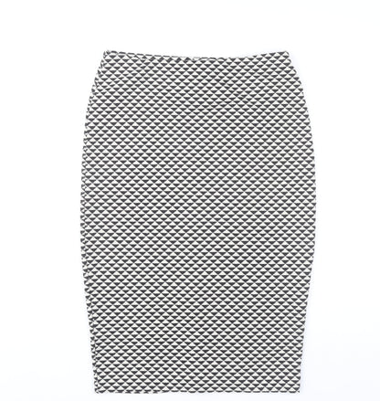 H&M Womens Black Geometric Pencil Skirt Size S Knee Length Stretch