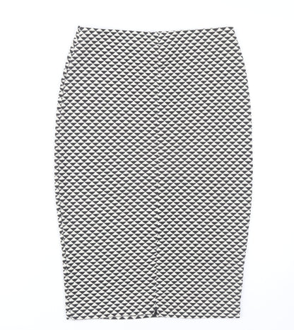 H&M Womens Black Geometric Pencil Skirt Size S Knee Length Stretch