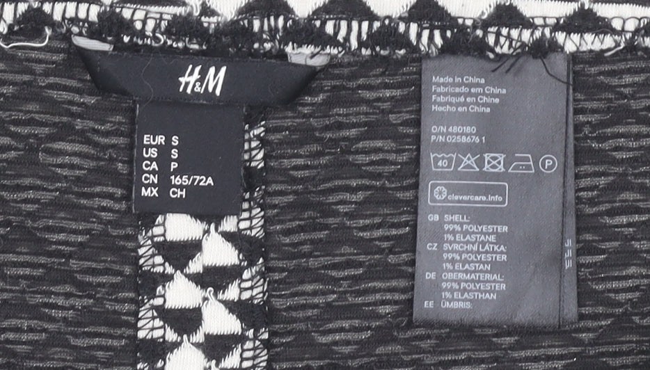 H&M Womens Black Geometric Pencil Skirt Size S Knee Length Stretch