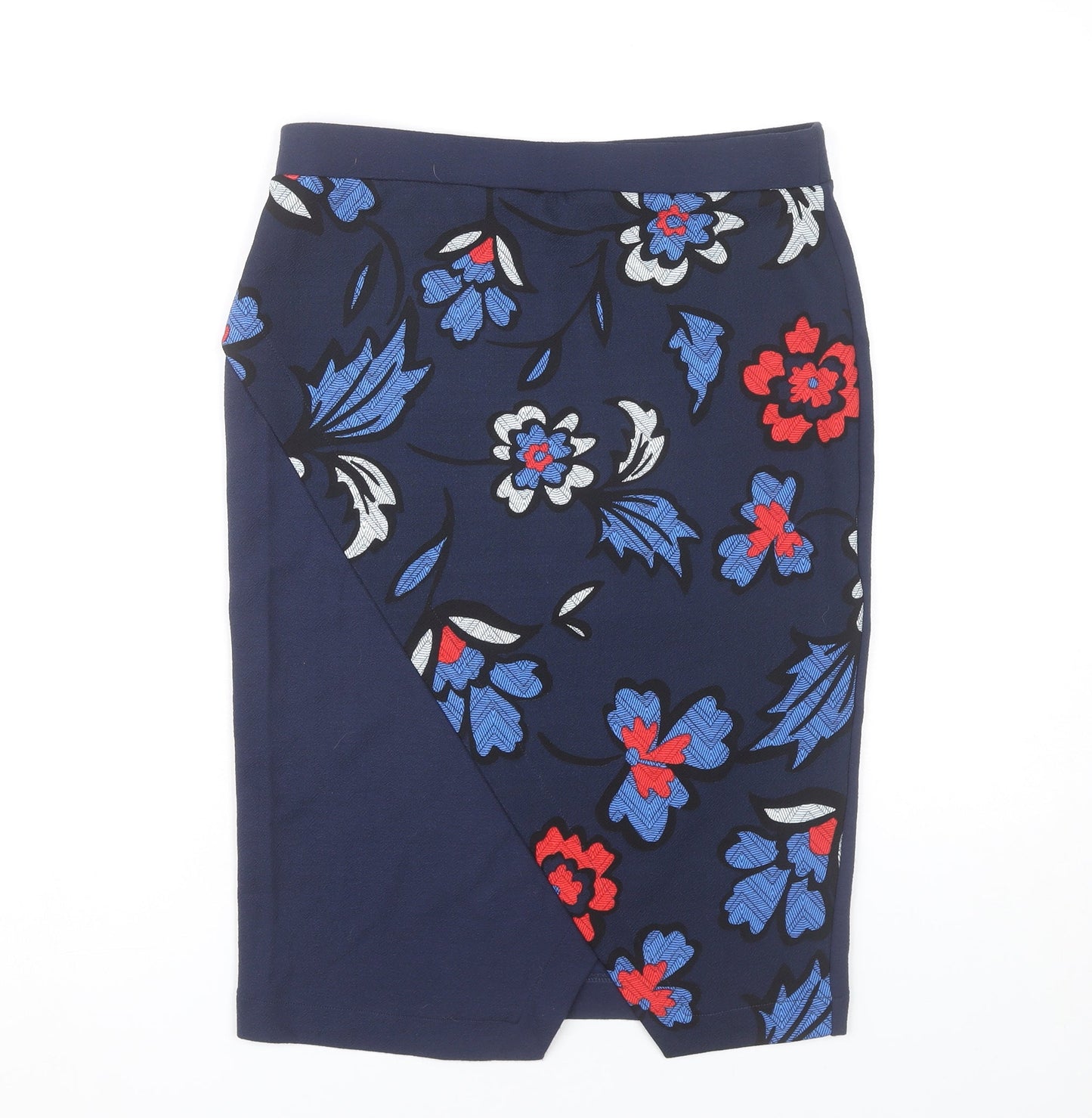 Next Women’s Blue Floral Pencil Skirt Size 12 Knee Length Stretch