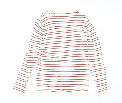 Zara Man Men's White Striped Cotton Pullover Jumper Size M