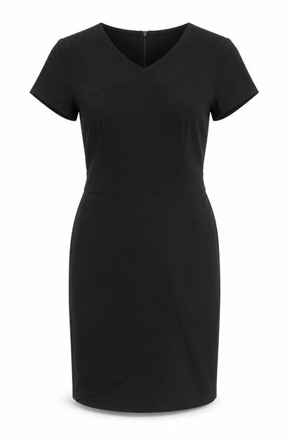 La Beeby Women Black Size 12 V-Neck Sheath Work Dress