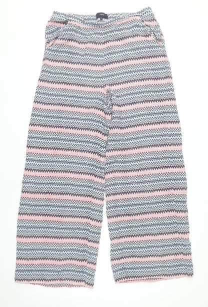Next Women’s Multicoloured Striped Wide-Leg Viscose Trousers Size 16 Long