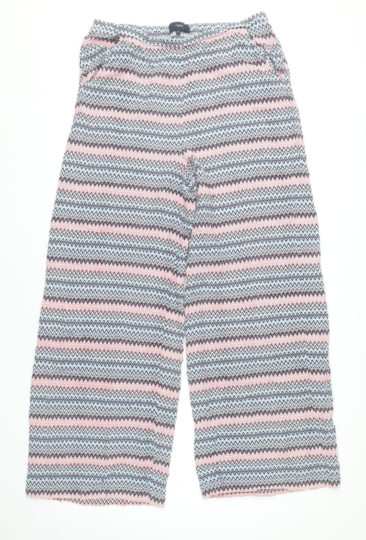 Next Women’s Multicoloured Striped Wide-Leg Viscose Trousers Size 16 Long