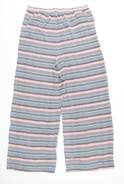 Next Women’s Multicoloured Striped Wide-Leg Viscose Trousers Size 16 Long