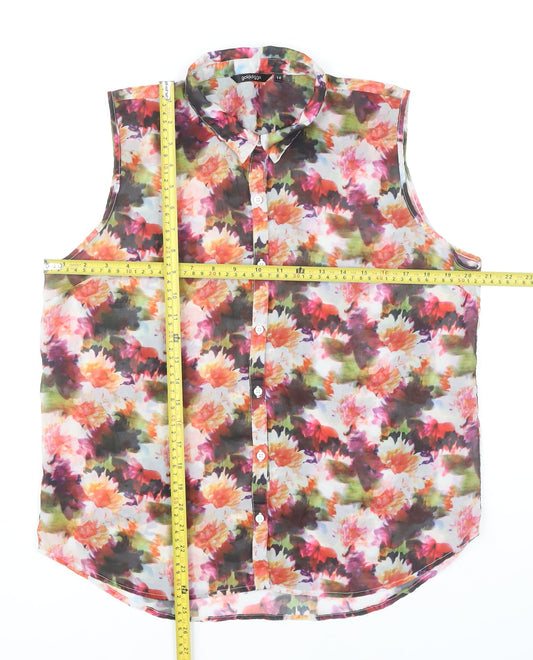 Golddigga Womens Multicoloured Floral Sleeveless Button-Up Blouse Size 14
