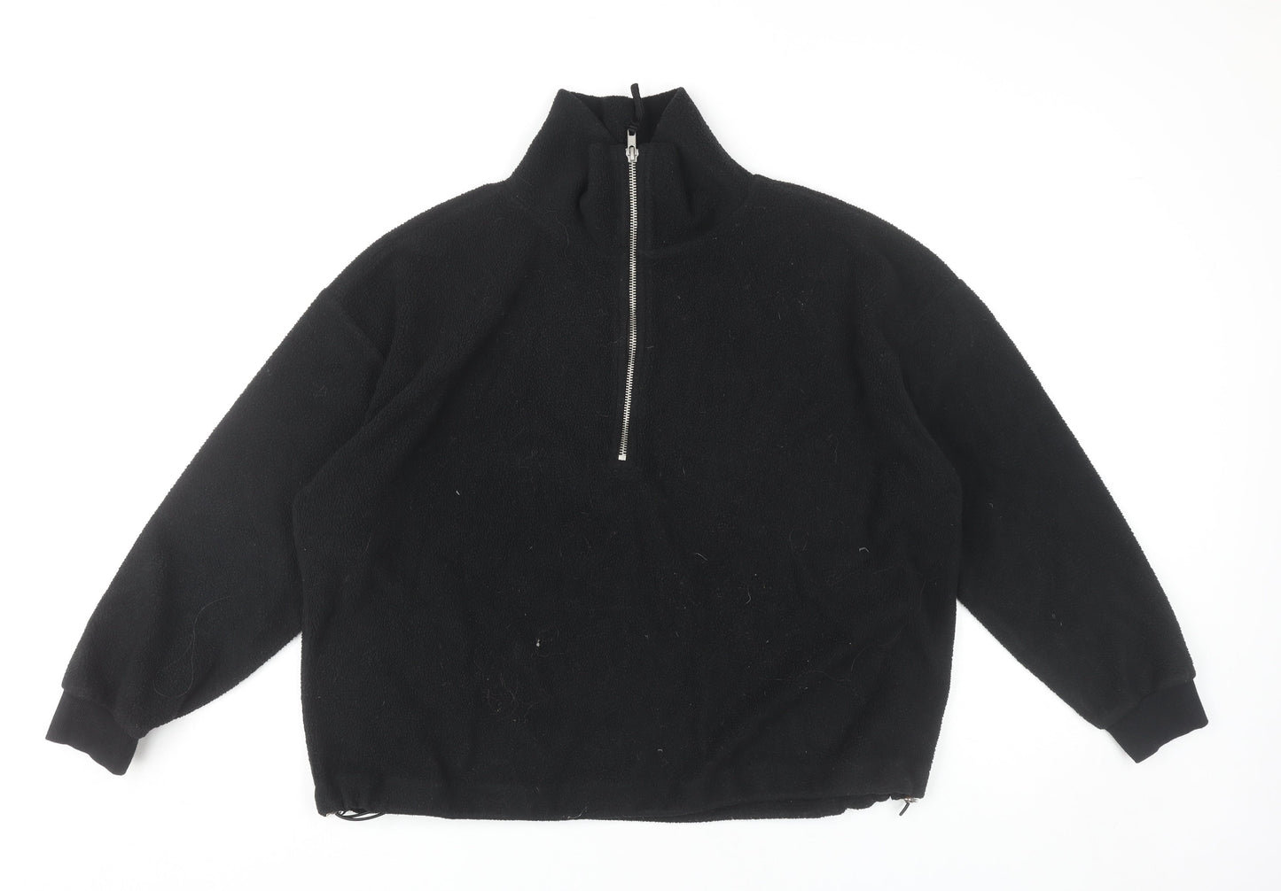New Look Women’s Black Fleece Half Zip Sweatshirt Size M Regular Fit