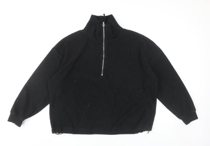 New Look Women’s Black Fleece Half Zip Sweatshirt Size M Regular Fit
