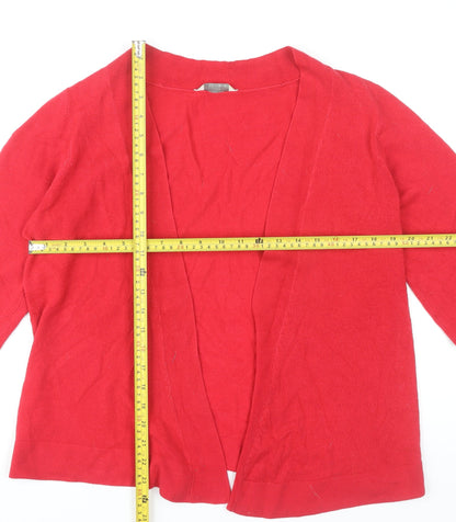 BHS Womens Red Cardigan Size 16 Long Sleeve Acrylic Knit