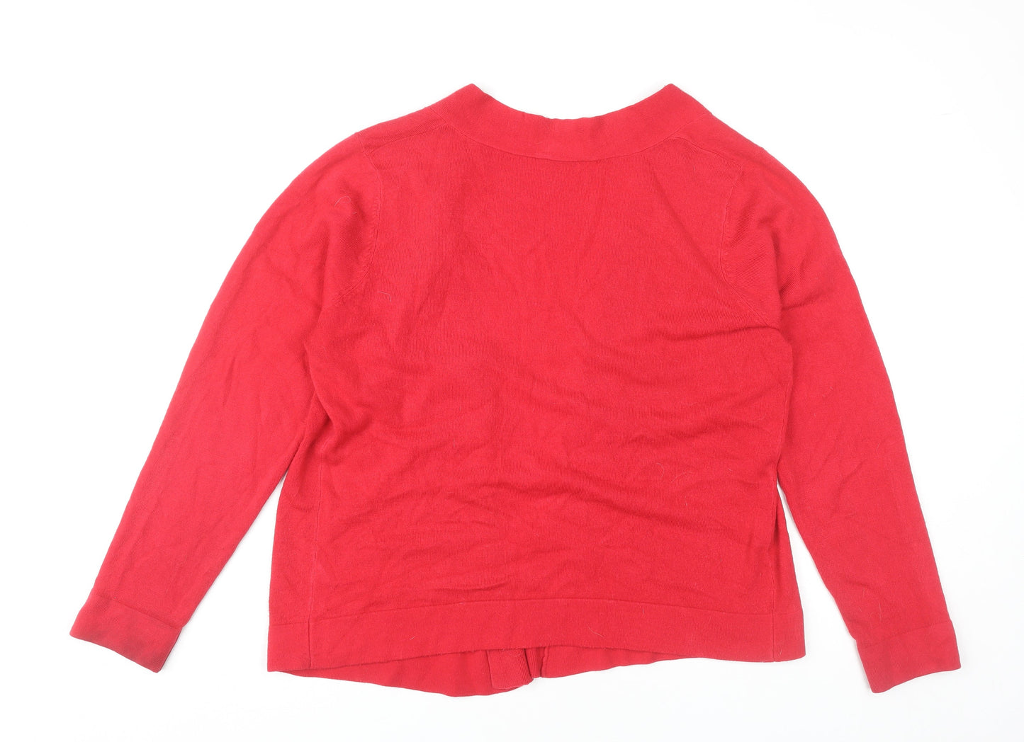 BHS Womens Red Cardigan Size 16 Long Sleeve Acrylic Knit