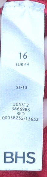 BHS Womens Red Cardigan Size 16 Long Sleeve Acrylic Knit