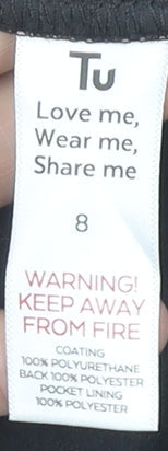 Tu Women’s Black Croc Effect Faux Leather High Rise Straight Trousers Size 8