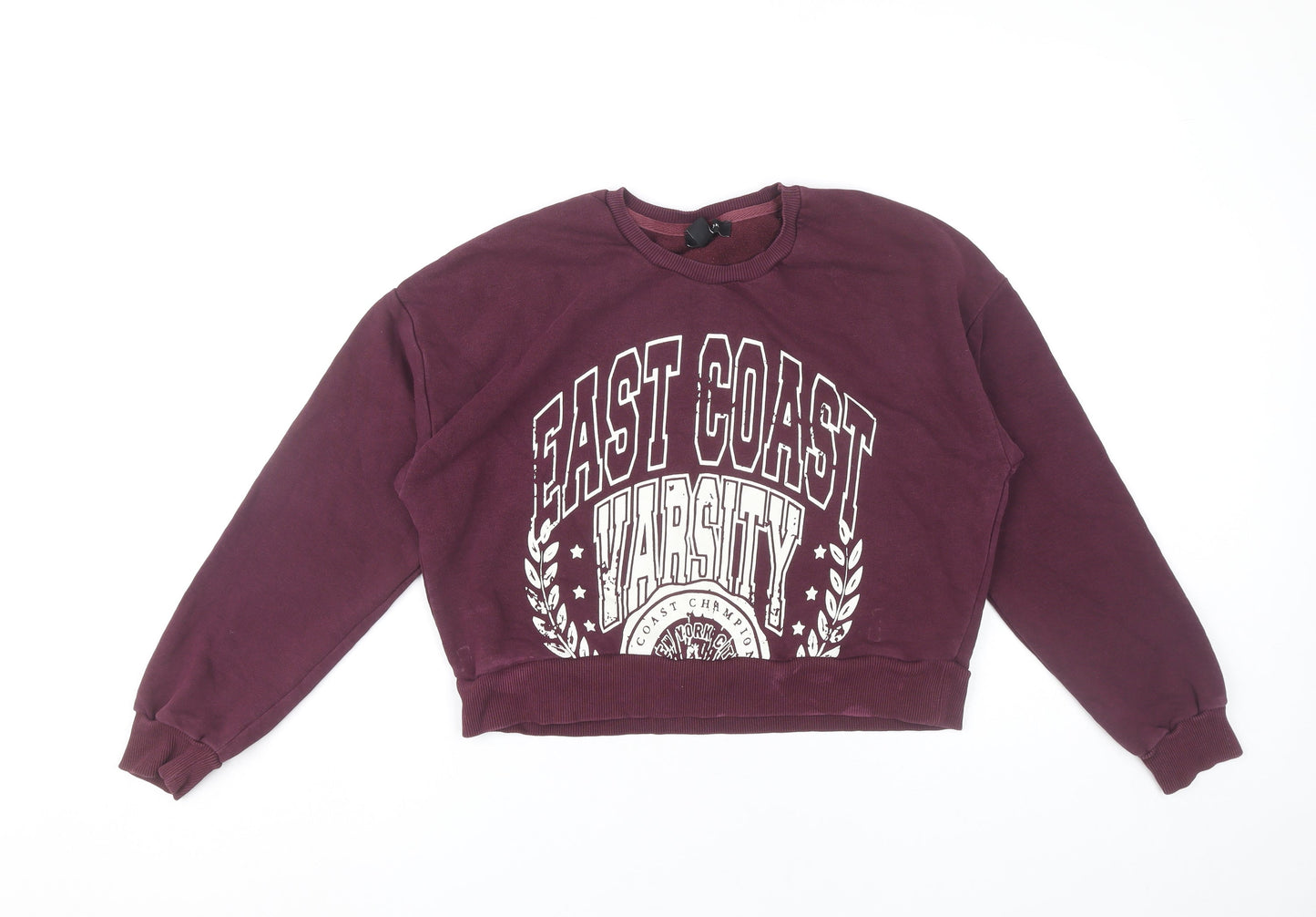 New Look Womens Burgundy Varsity Graphic Sweatshirt UK 8