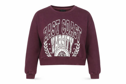 New Look Womens Burgundy Varsity Graphic Sweatshirt UK 8