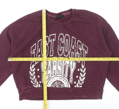 New Look Womens Burgundy Varsity Graphic Sweatshirt UK 8