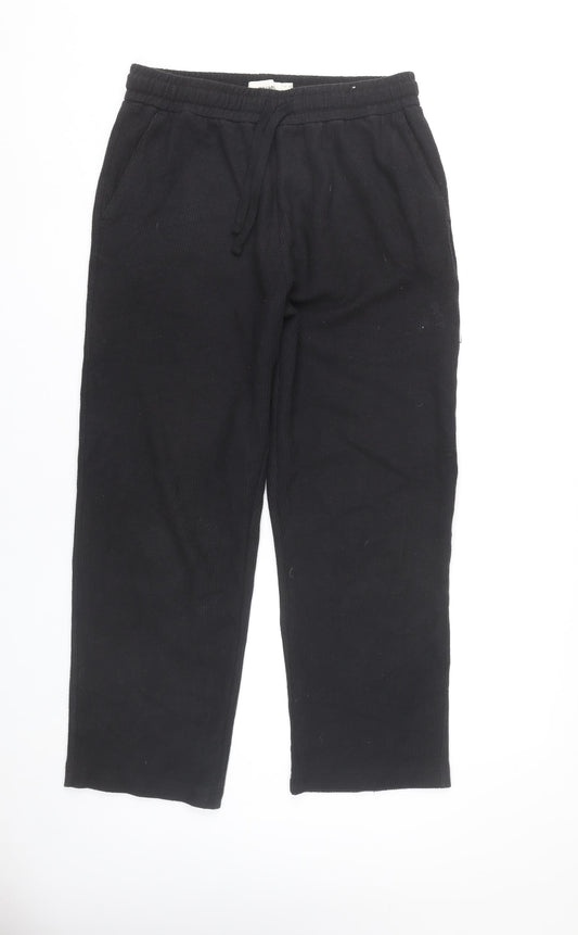 Womens UK Size S Pull&Bear Regular Fit Sweatpants Black Trousers