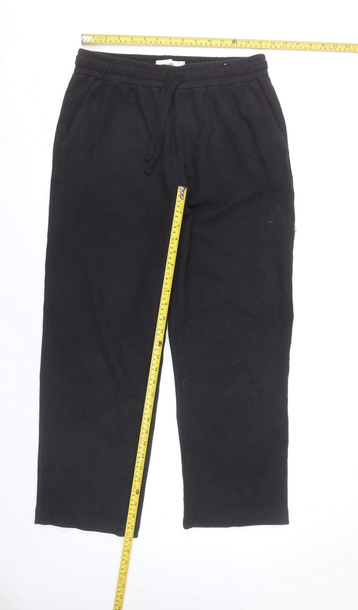 Womens UK Size S Pull&Bear Regular Fit Sweatpants Black Trousers