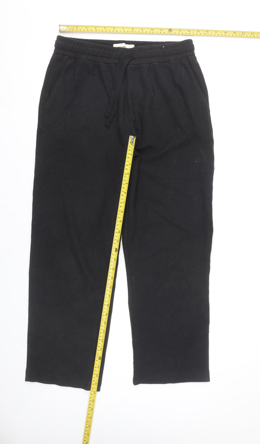 Womens UK Size S Pull&Bear Regular Fit Sweatpants Black Trousers