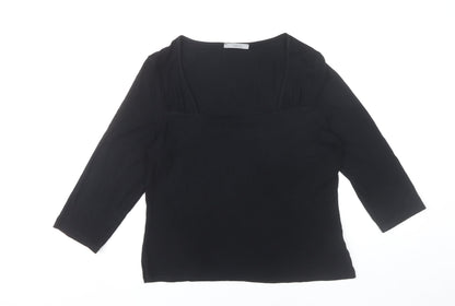 Marks and Spencer Womens Black Square Neck 3/4 Sleeve Blouse UK 14