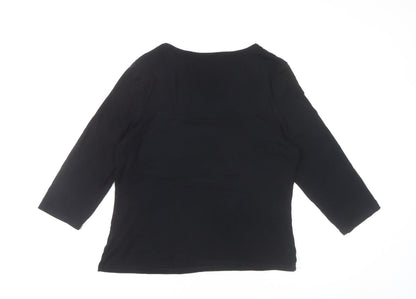 Marks and Spencer Womens Black Square Neck 3/4 Sleeve Blouse UK 14
