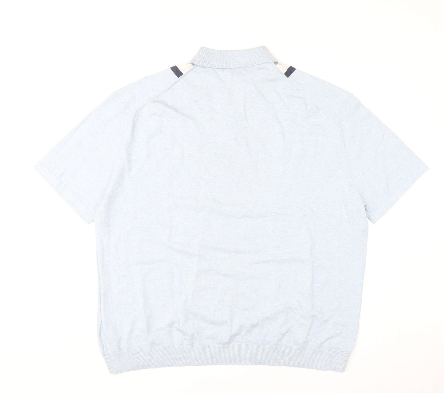 Marks and Spencer Men’s Blue Green Striped Polo Shirt 4XL Regular Fit