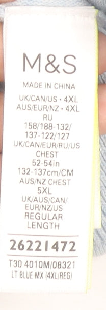 Marks and Spencer Men’s Blue Green Striped Polo Shirt 4XL Regular Fit